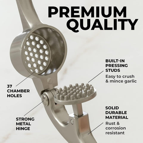 Zulay Kitchen garlic and ginger mincer handles unpeeled cloves easily.