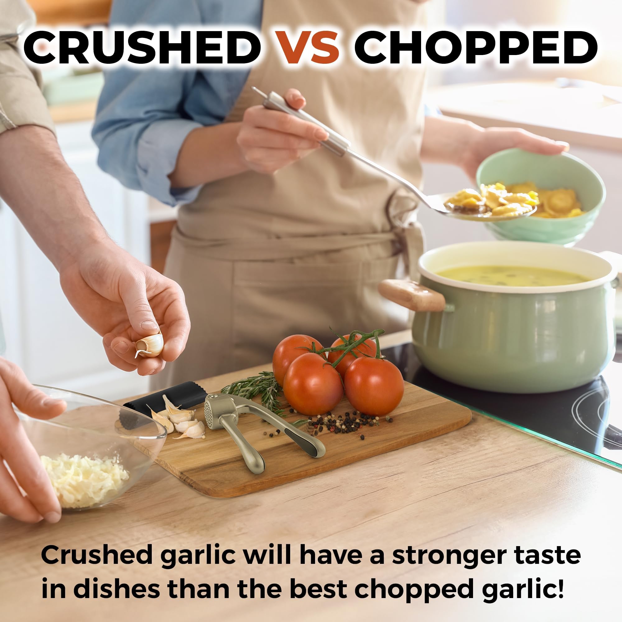 Zulay Kitchen easy-clean brush for quick garlic residue removal.