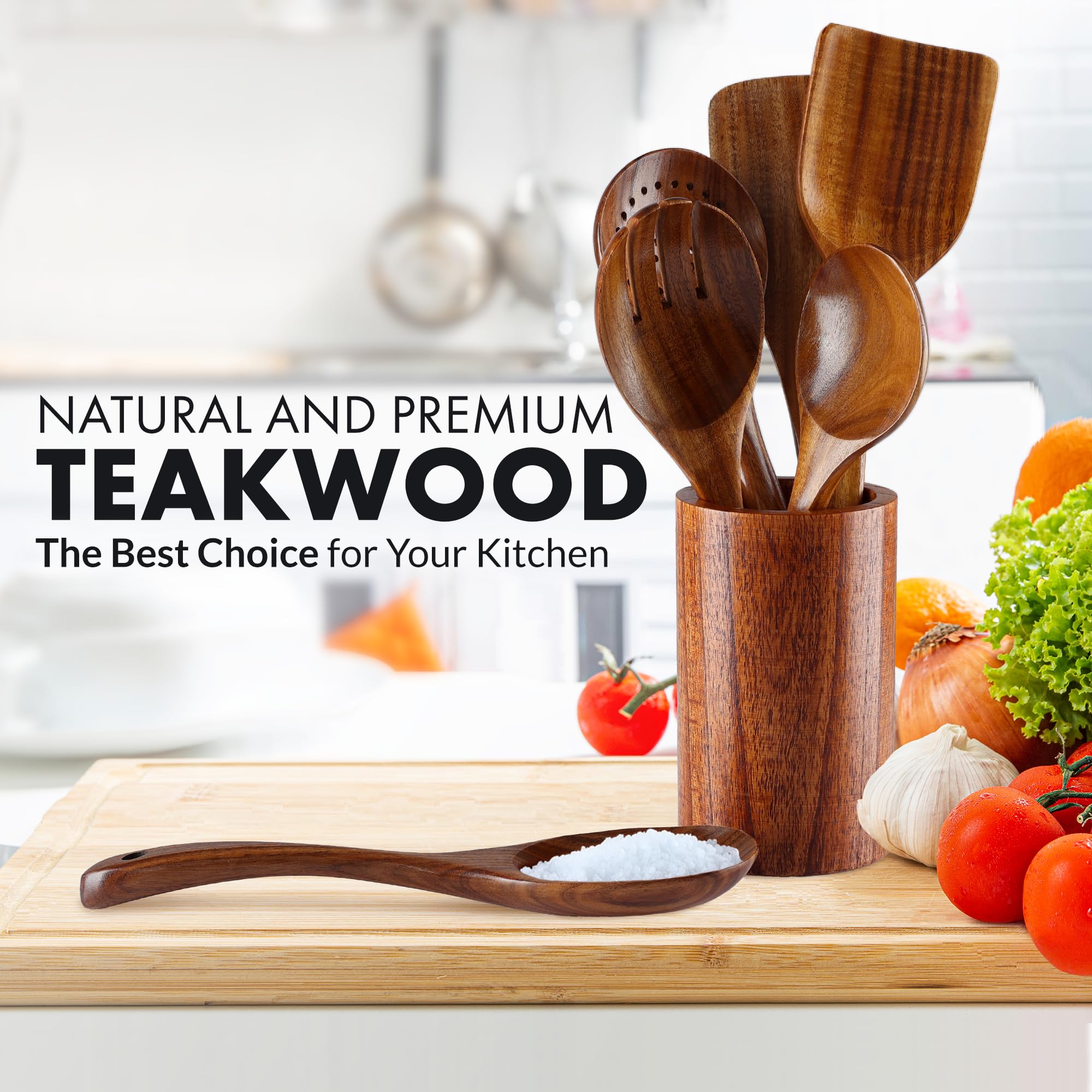 Zulay Kitchen gift-ready teak utensils set for culinary enthusiasts