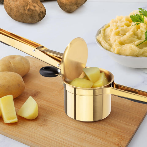 Zulay Kitchen gold and black finish potato ricer style