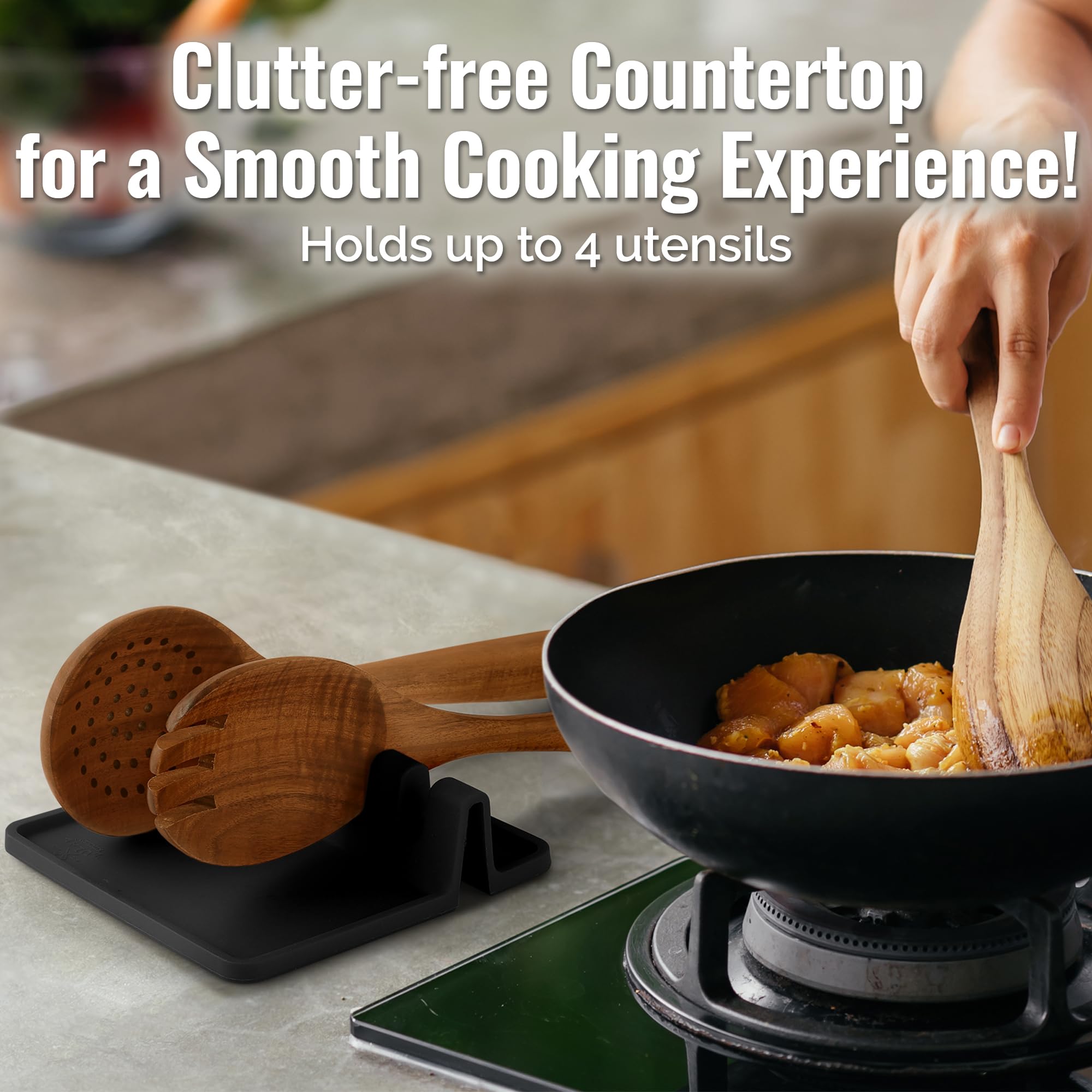 Zulay Kitchen heat-resistant silicone utensil rest near the stovetop