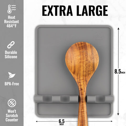 Zulay heat-resistant spoon rest sits near the cooktop for mess-free cooking