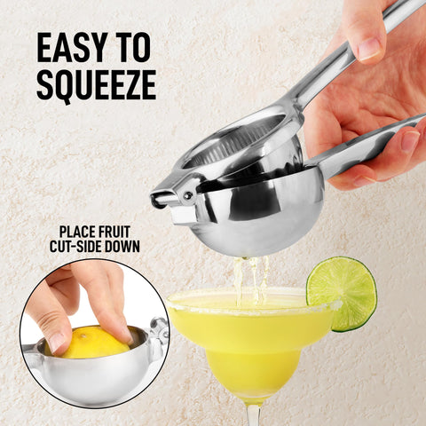 Zulay Kitchen heavy-duty citrus press in use for lemonade and cocktails.