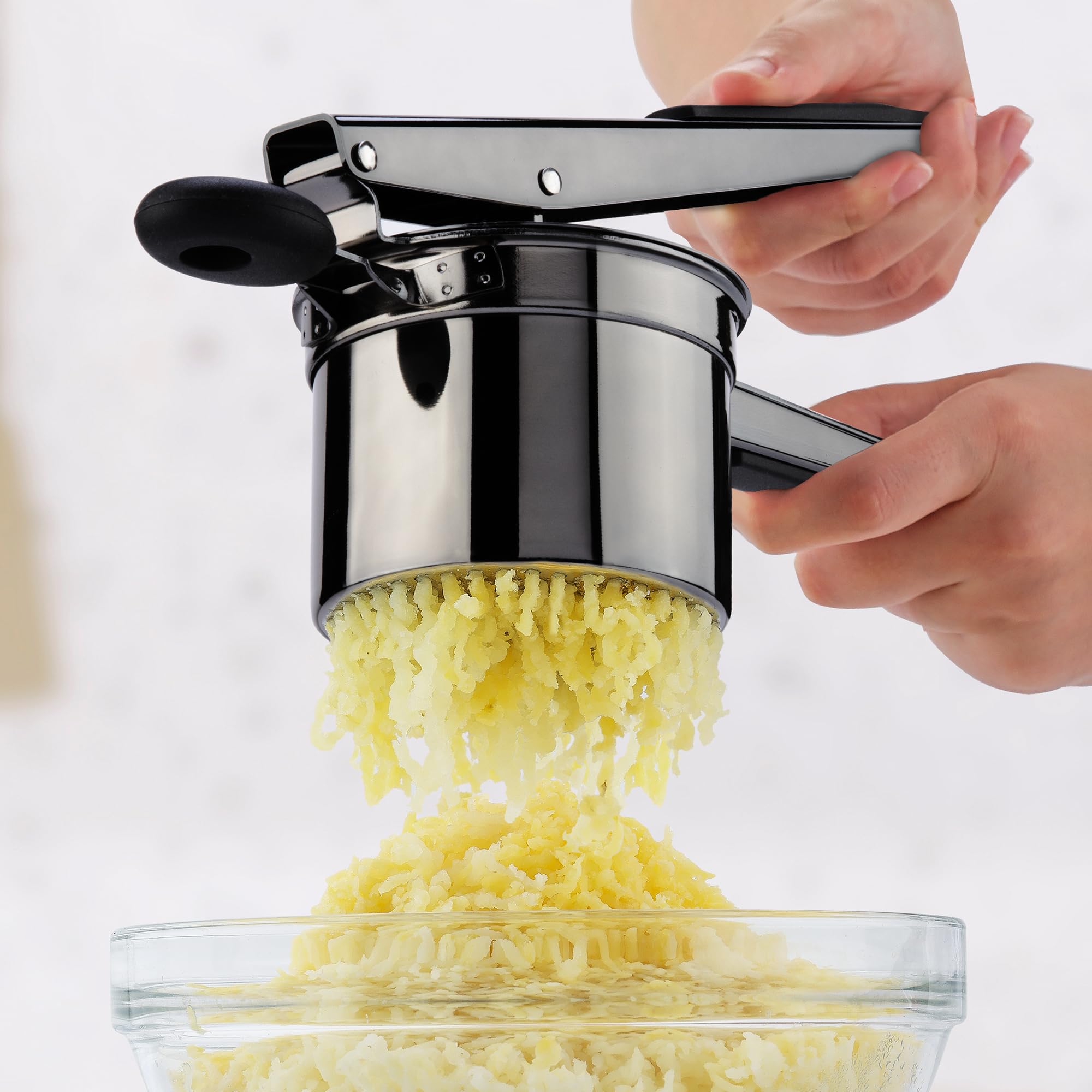 Zulay Kitchen holiday side mashed potatoes setup with ricer