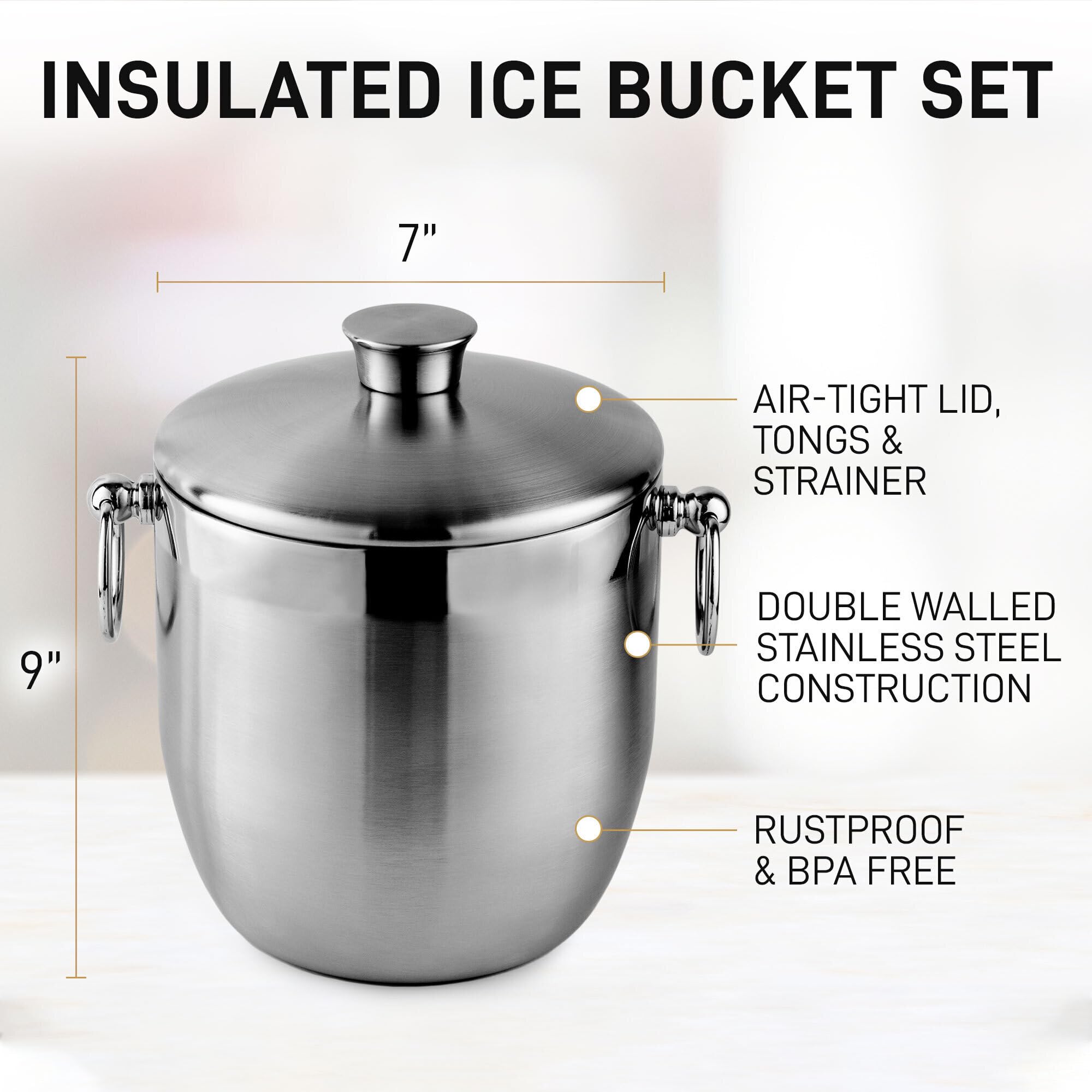 Zulay Kitchen ice bucket with built-in handles for effortless transport