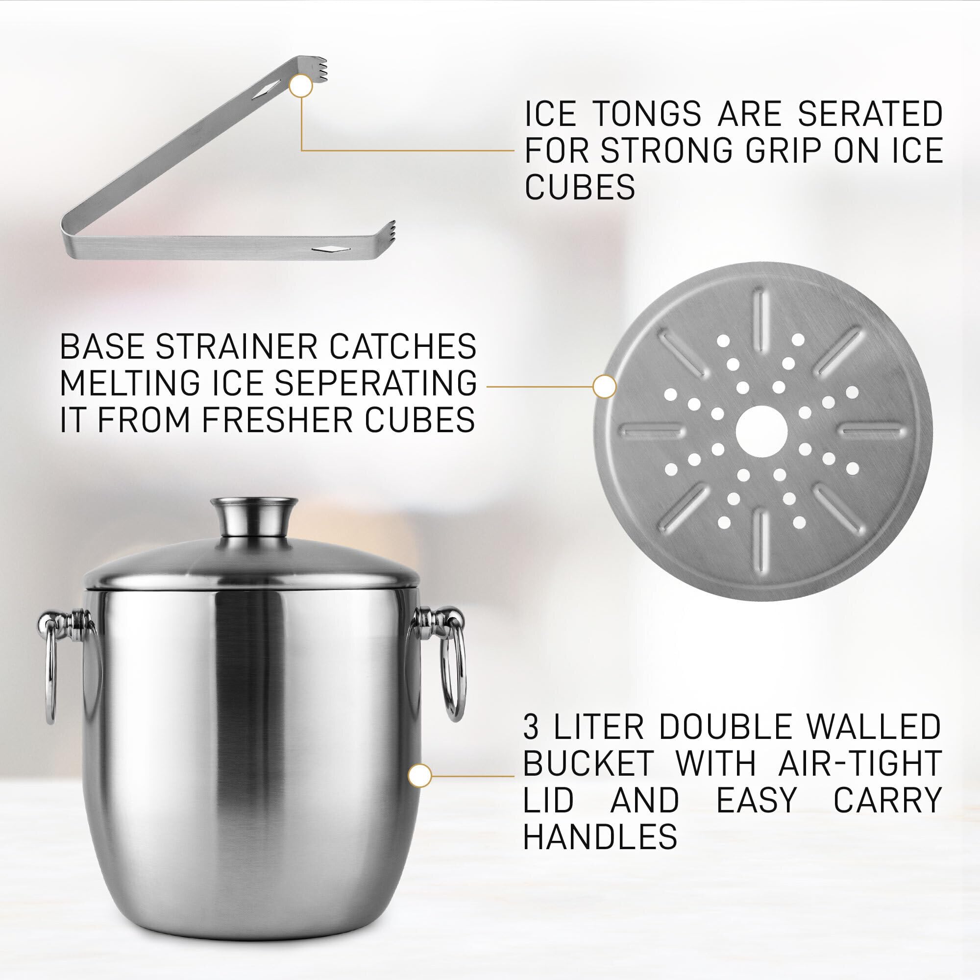 Zulay Kitchen ice bucket with tongs for easy serving