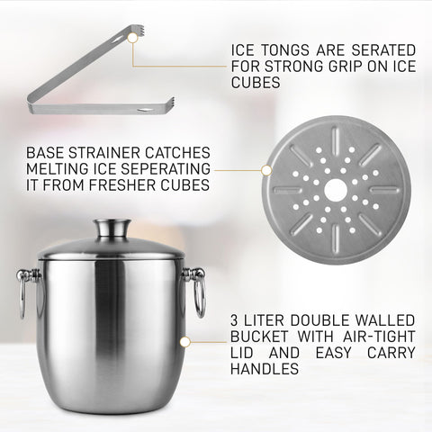 Zulay Kitchen ice bucket with tongs for easy serving