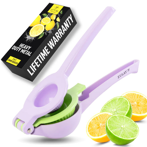 Zulay Kitchen 2-in-1 lemon squeezer top view shows compact storage and easy grip.