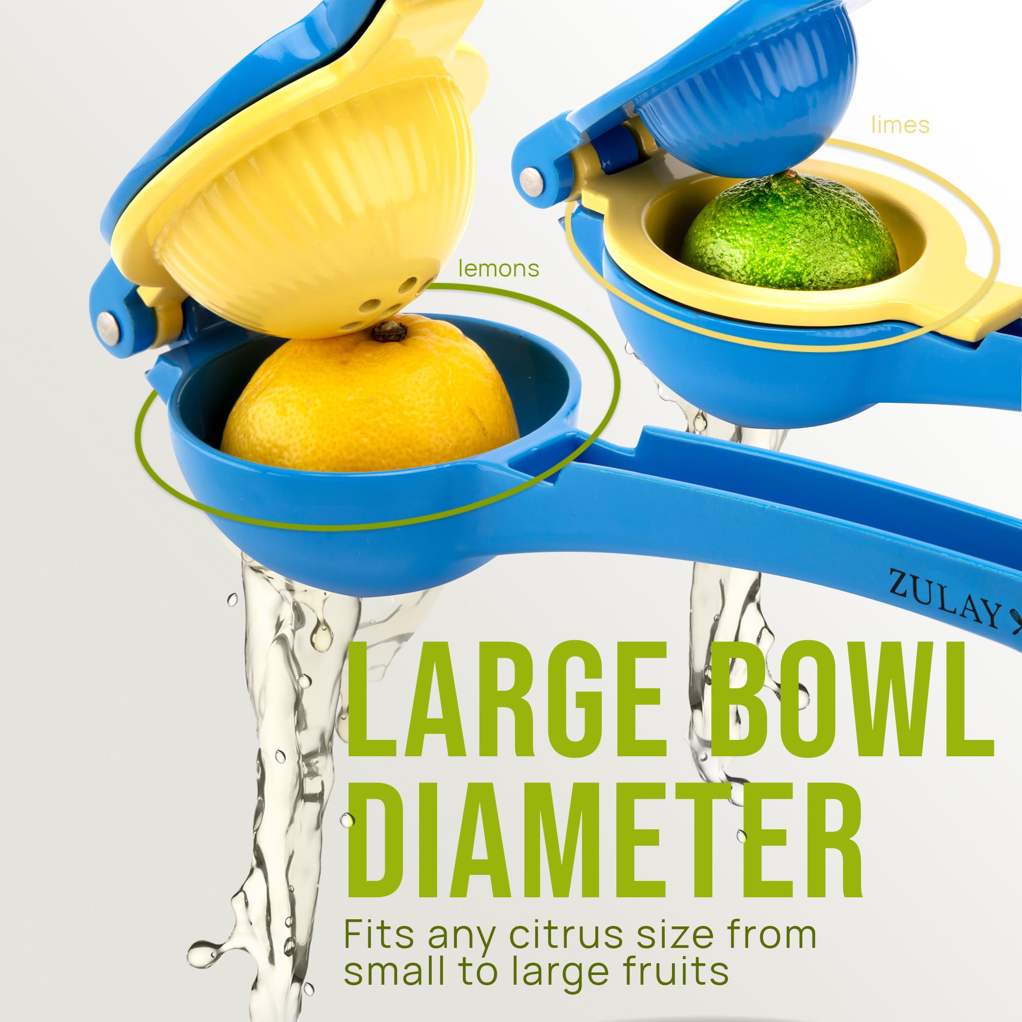 Zulay Kitchen lemon squeezer with ergonomic handle for comfortable squeezing.