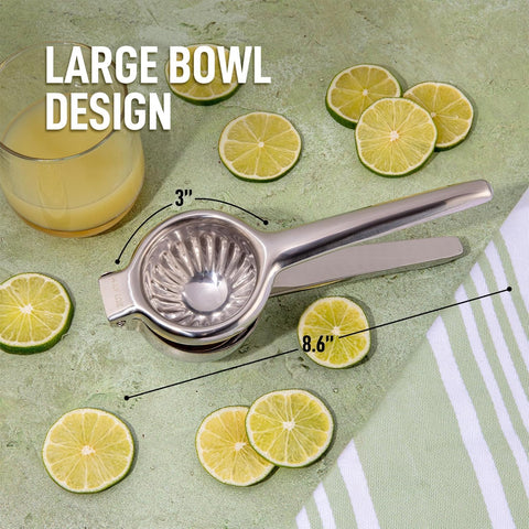 Zulay Kitchen Lemon Squeezer featuring sturdy handles for comfortable pressing.