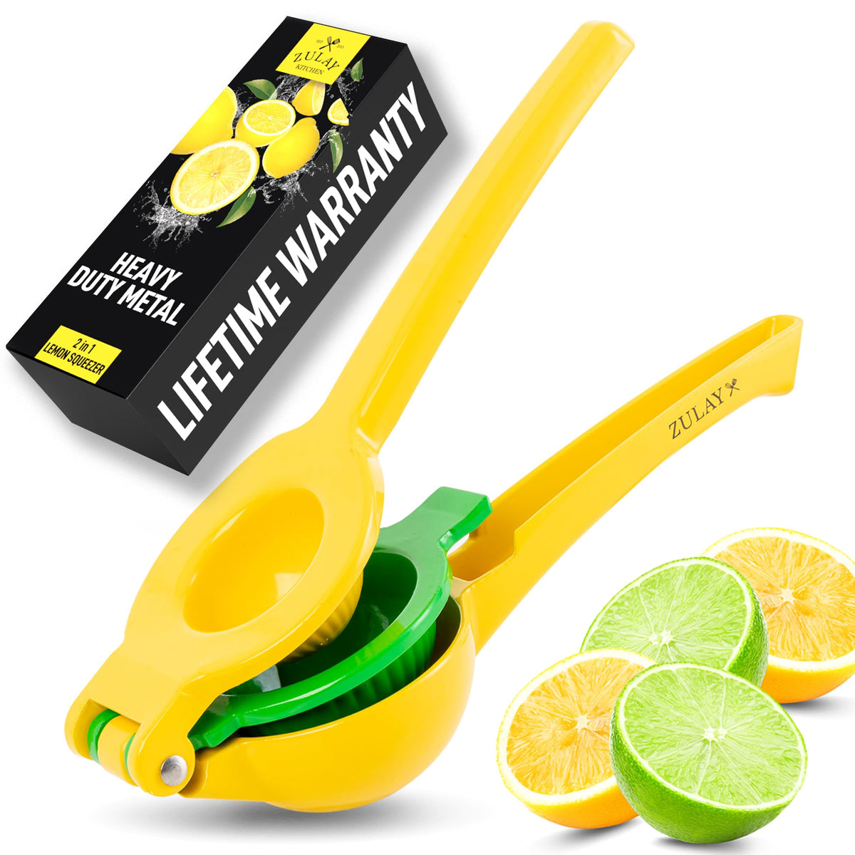 Zulay Kitchen 2-in-1 lemon squeezer front view for fast juice extraction