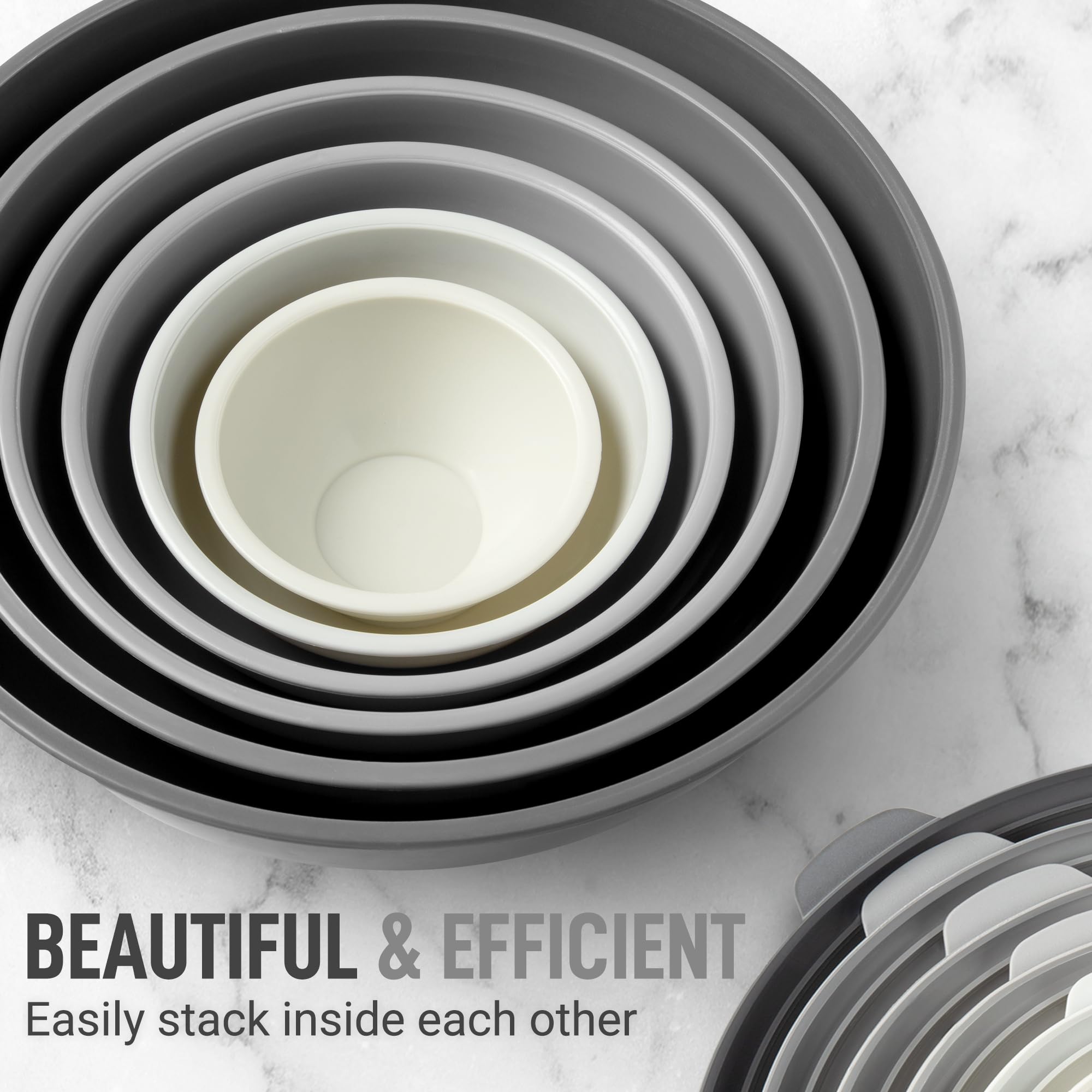 Zulay Kitchen nesting bowls set in multiple sizes for organized prep and storage.