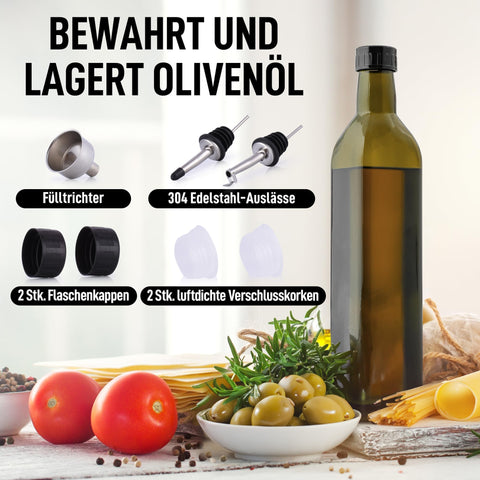 Zulay Kitchen olive oil dispenser bottle with dust cap for mess-free pouring.