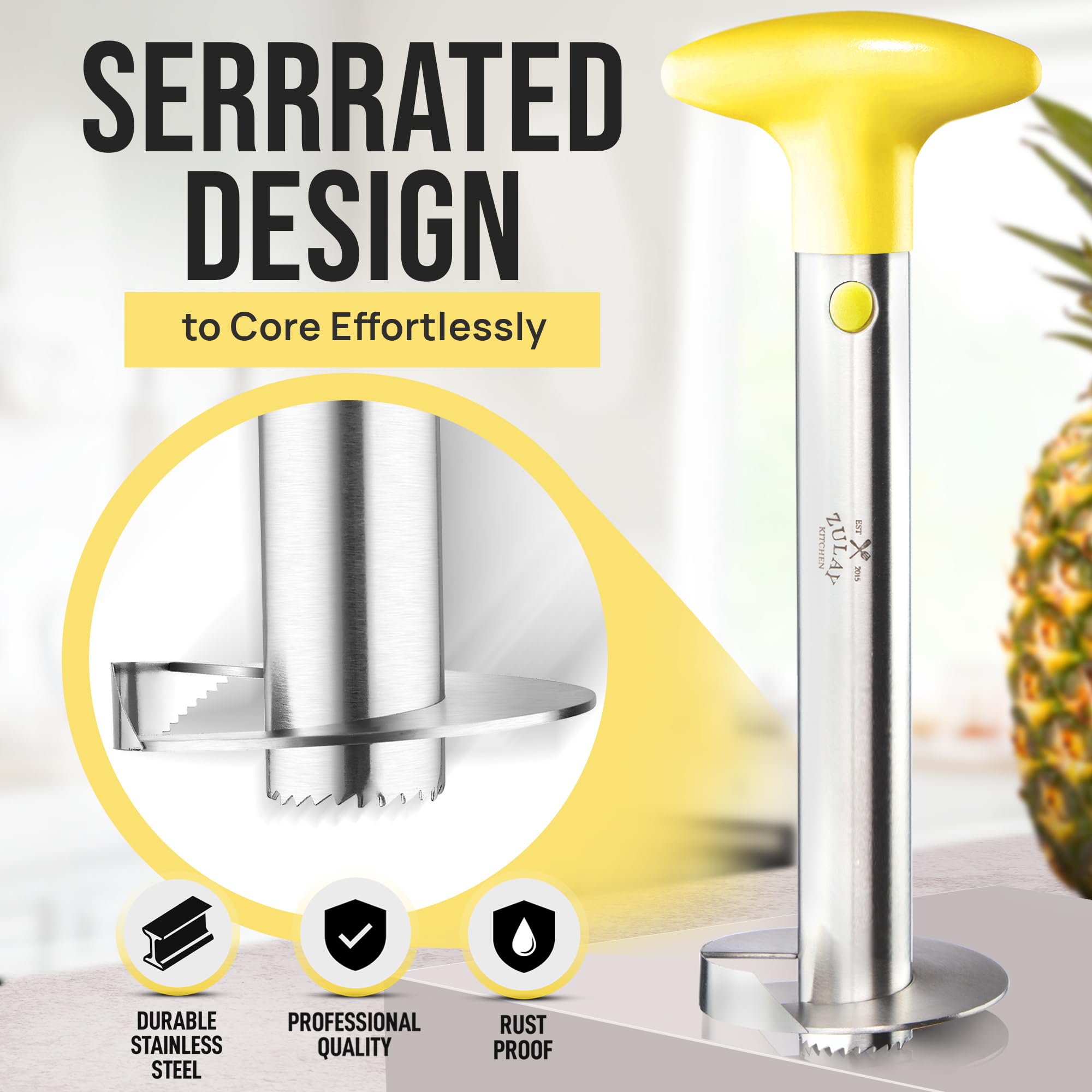 Easy-core removal feature capturing clean fruit with minimal waste.