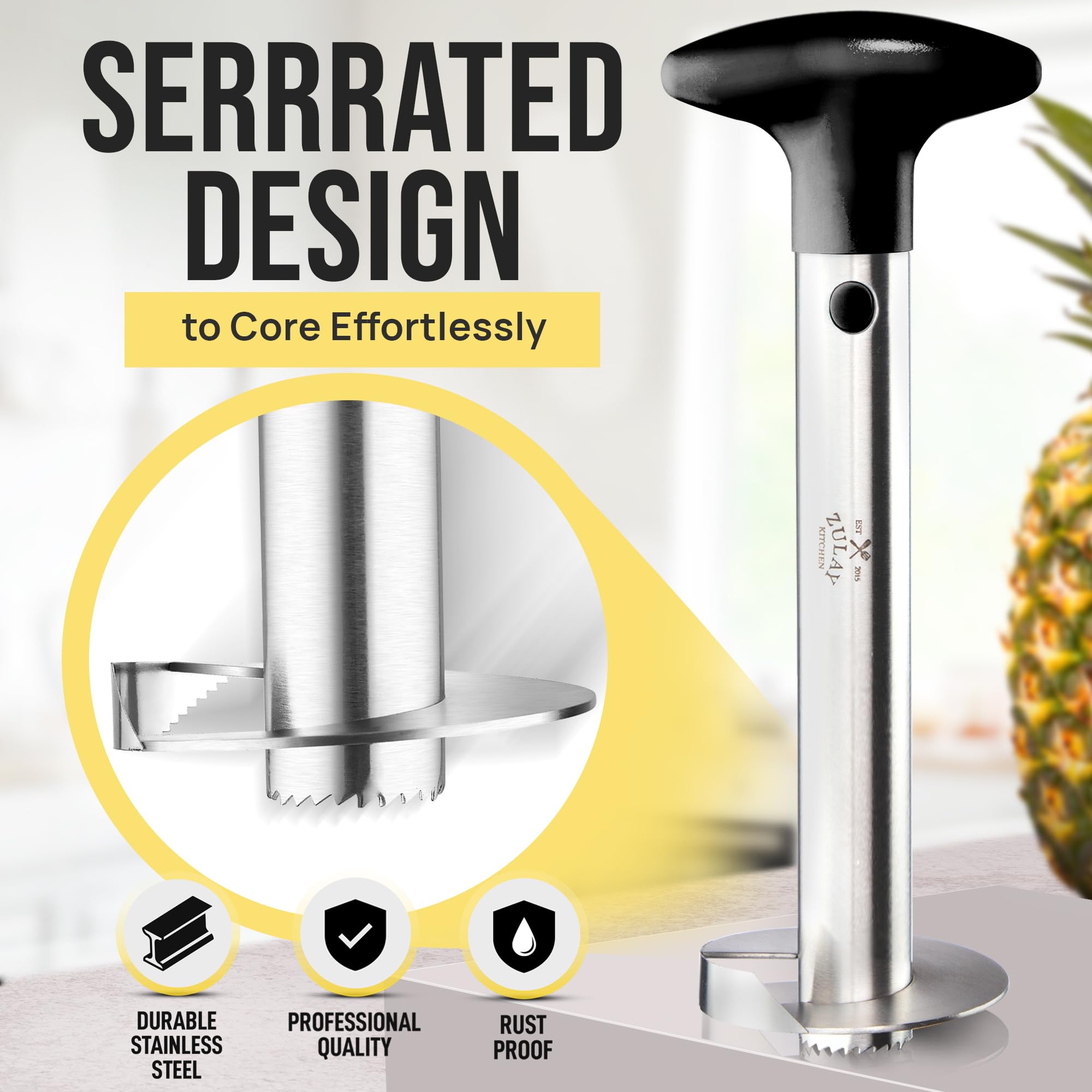 Zulay Kitchen heavy-duty pineapple corer for home and pro kitchens