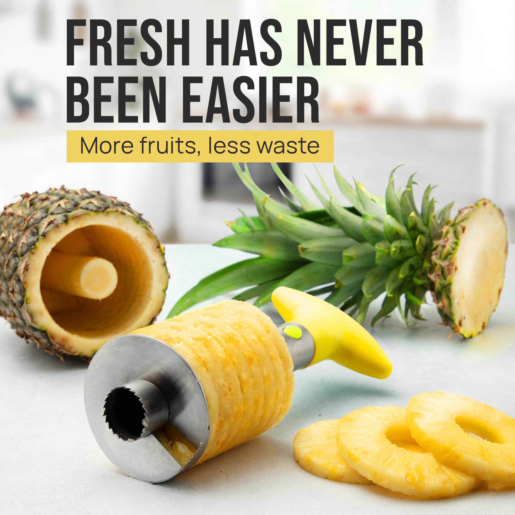 Integrated eye removal tool enhances precision pineapple prep.
