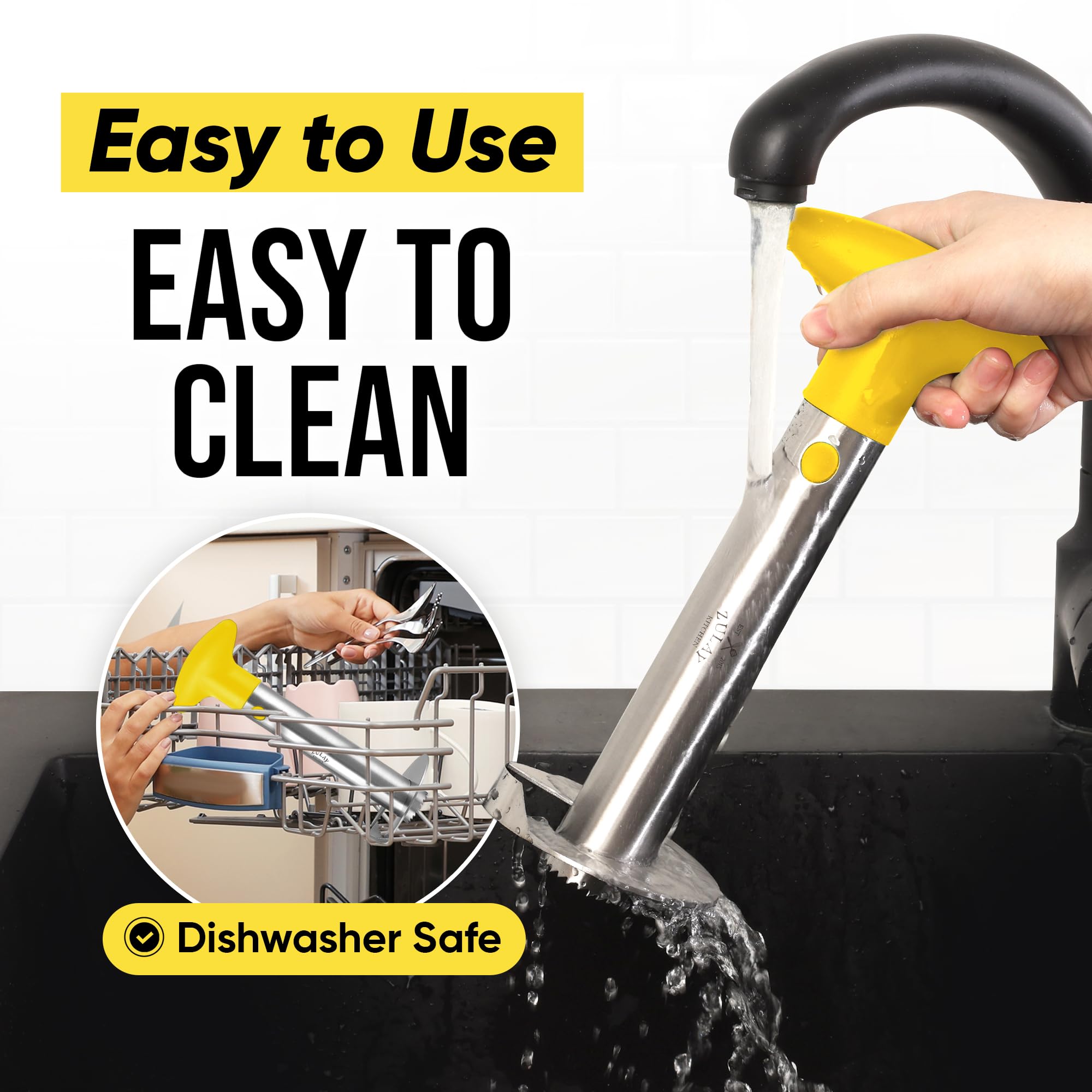 Bright yellow finish helps quick identification in busy kitchens.