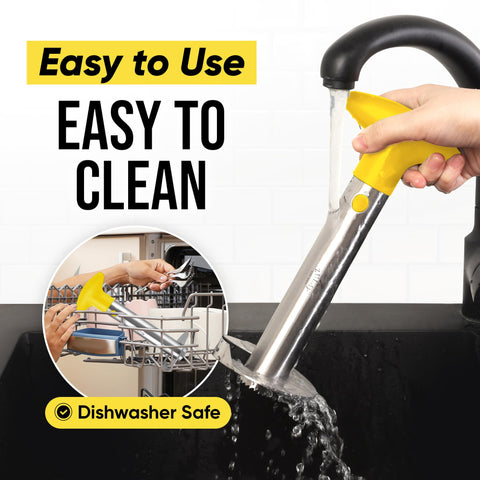 Bright yellow finish helps quick identification in busy kitchens.