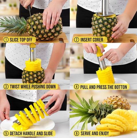 Sliced pineapple rings with core removed after using the Zulay cutter.