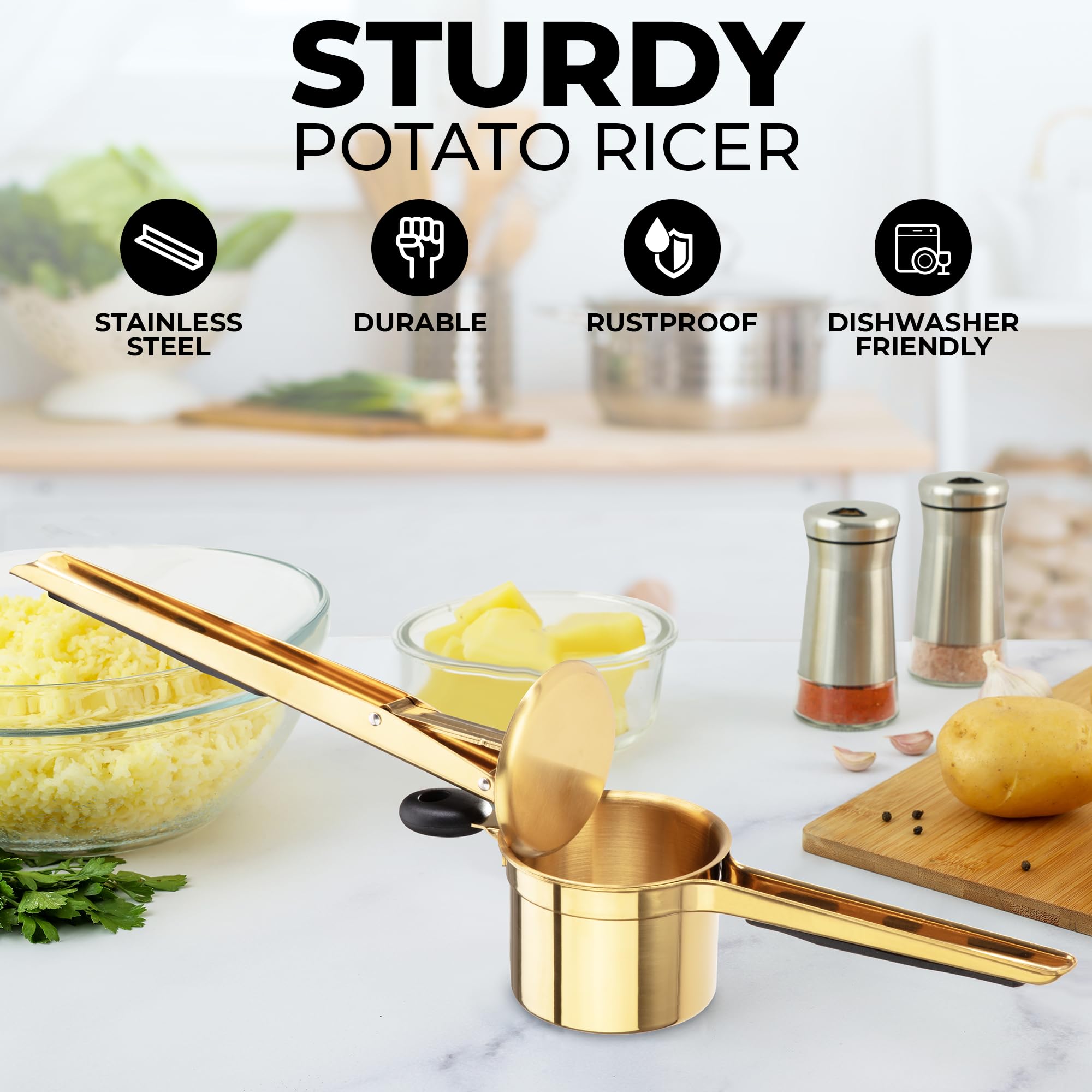 Zulay Kitchen 3mm-hole ricer surface for smooth mash