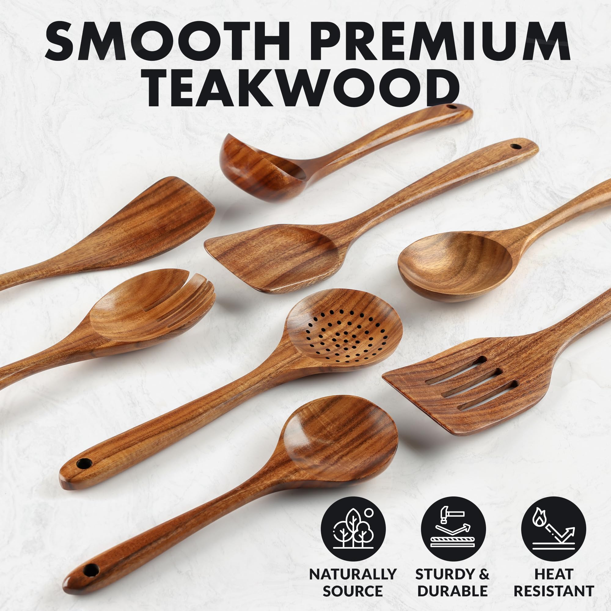 Zulay Kitchen teak salad fork protects nonstick cookware while mixing greens