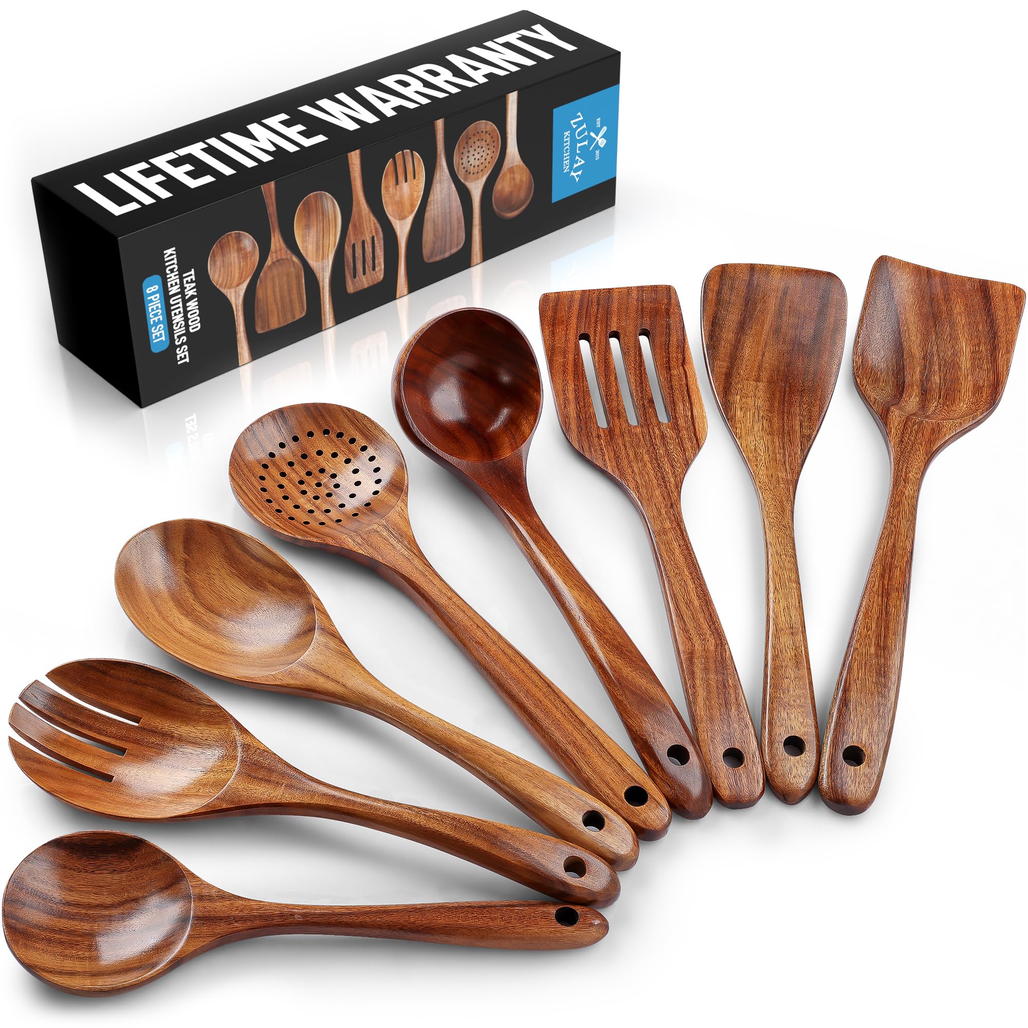 Zulay Kitchen premium teak salad spoon for precise tossing and serving