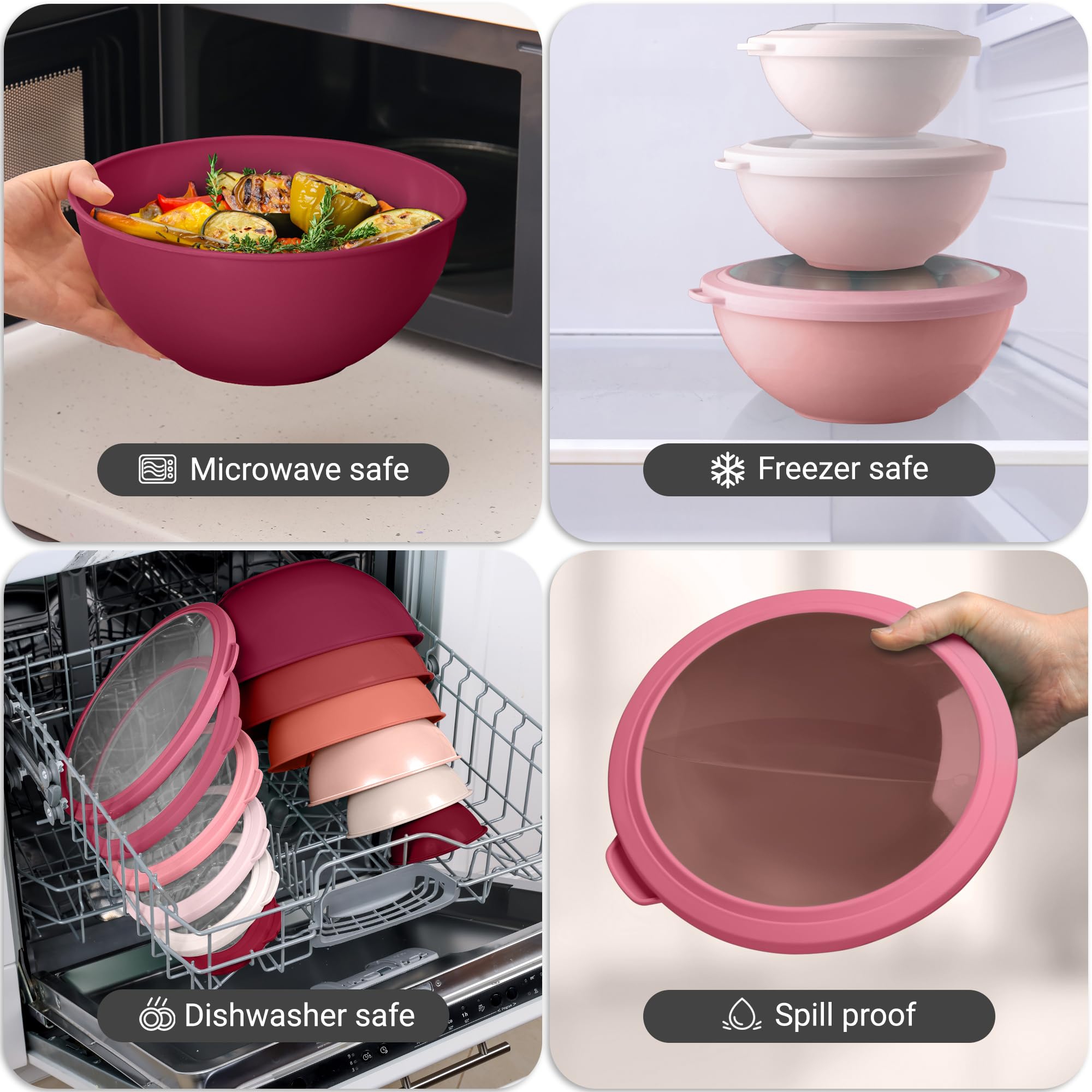 Zulay Kitchen red ombre bowls set adds vibrant style to the prep area.
