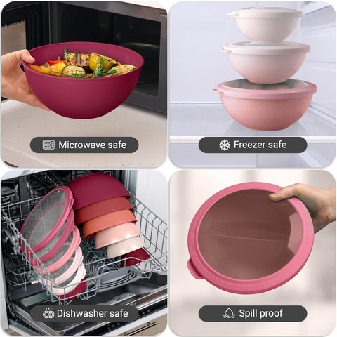 Zulay Kitchen red ombre bowls set adds vibrant style to the prep area.