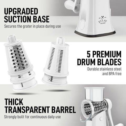 Dishwasher safe blades and hopper on Zulay Kitchen grater
