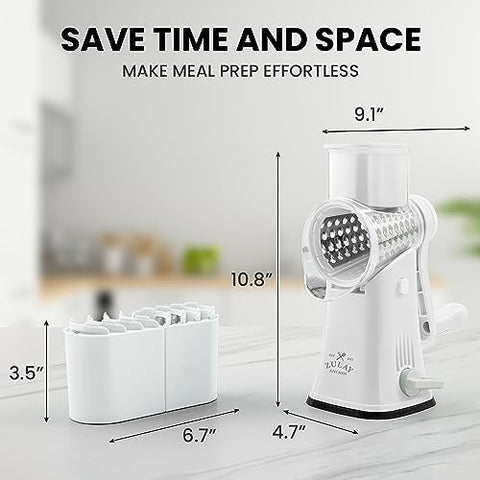 Left and right handed use of Zulay Kitchen rotary cheese grater