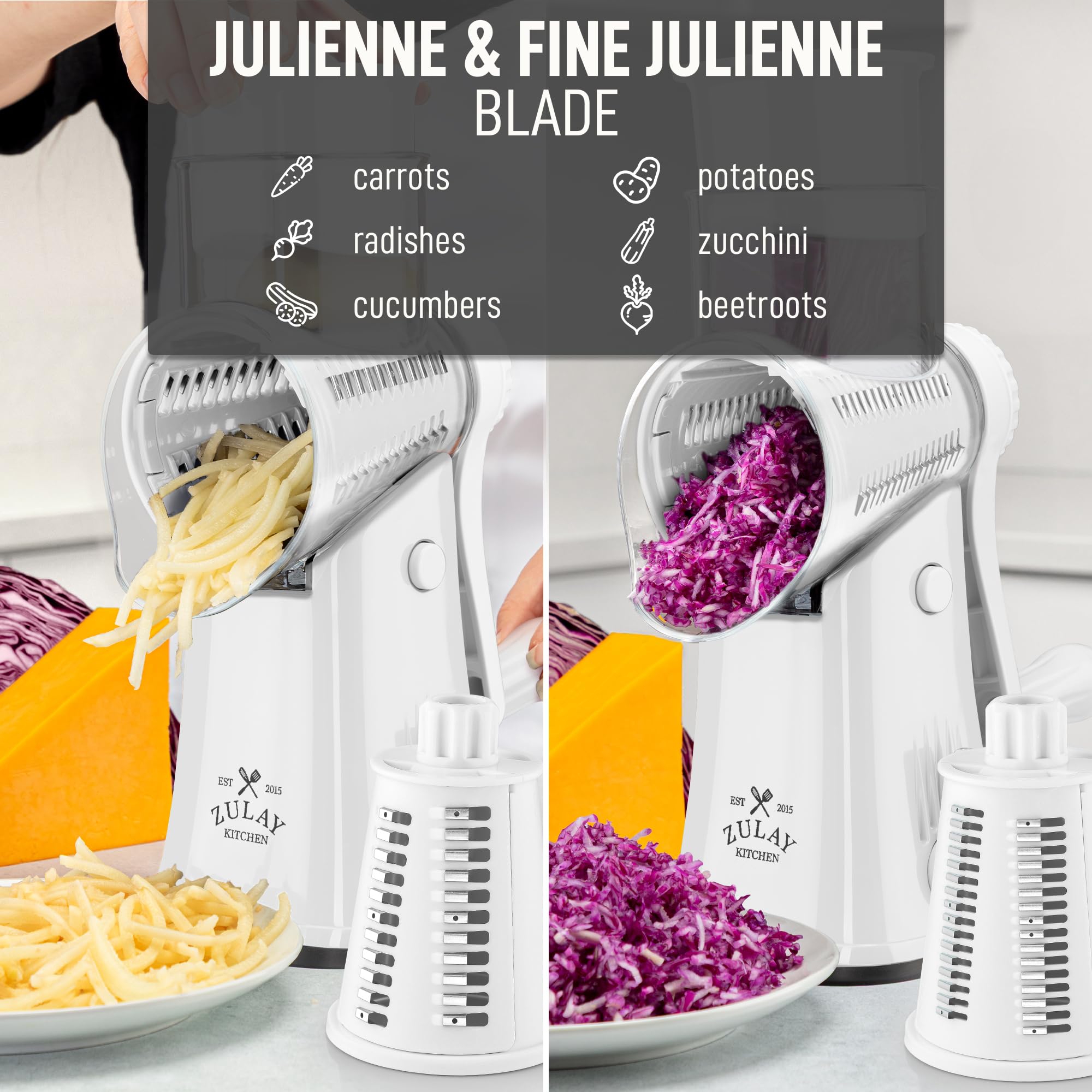 Compact storage box for Zulay Kitchen rotary cheese grater components