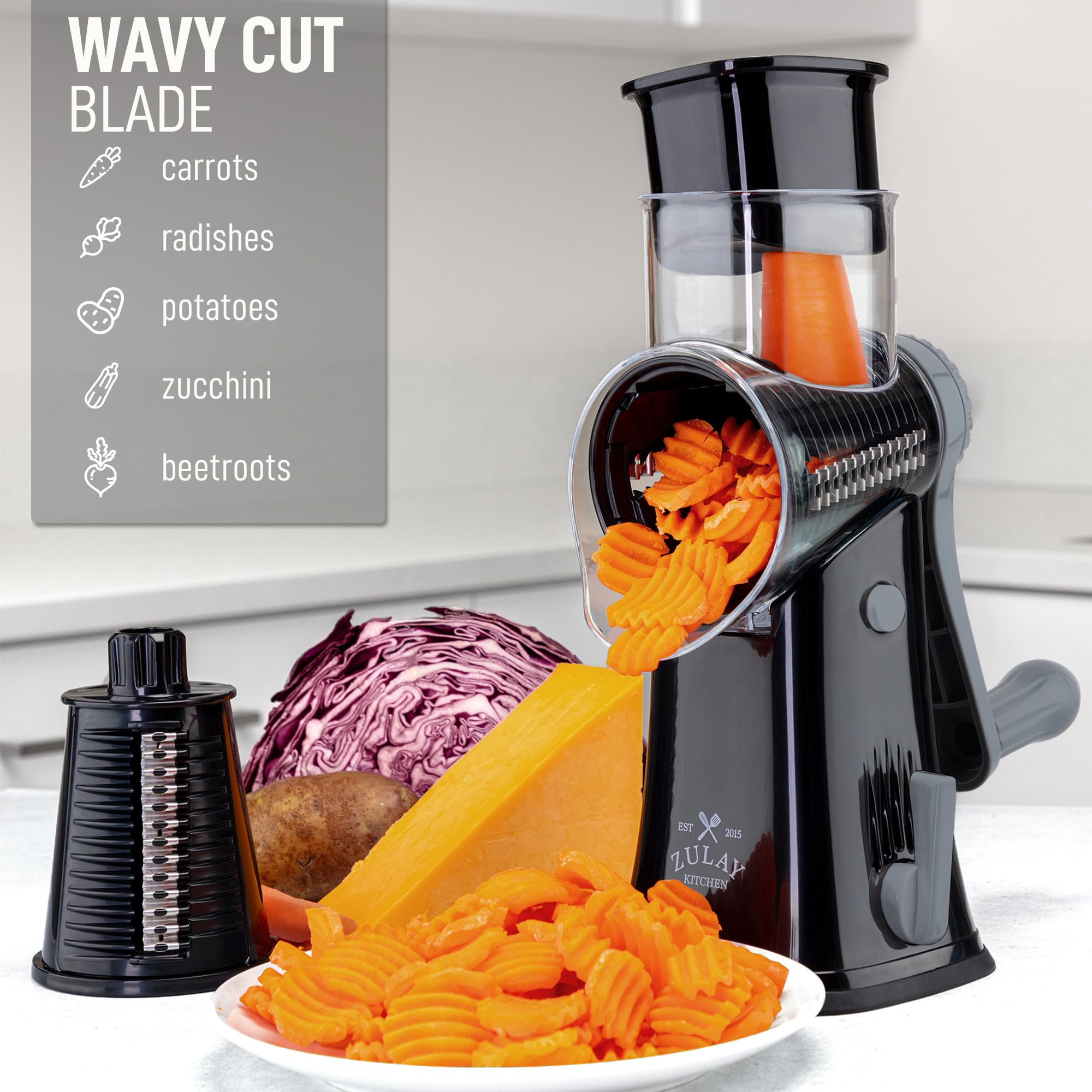 Zulay Kitchen suction base keeps the grater steady during use.