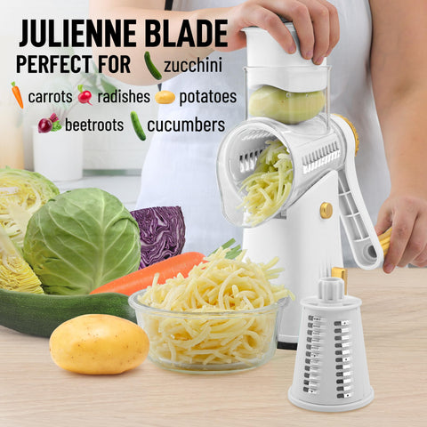 Zulay Kitchen Rotary Cheese Grater with suction base for stable operation.