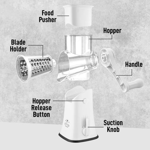 Vegetable slicing capability of Zulay Kitchen rotary cheese grater