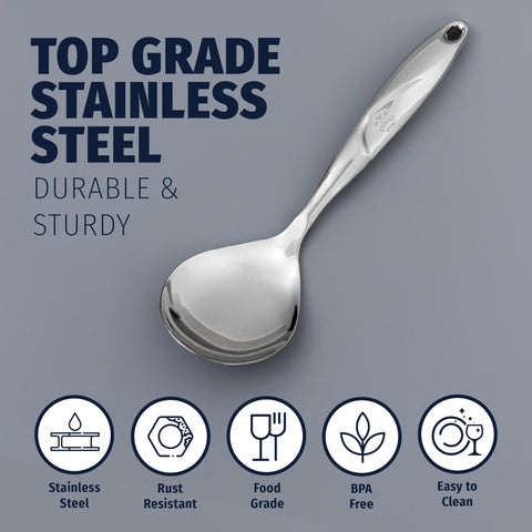 Zulay Kitchen rust-resistant spoon designed to last through frequent use.