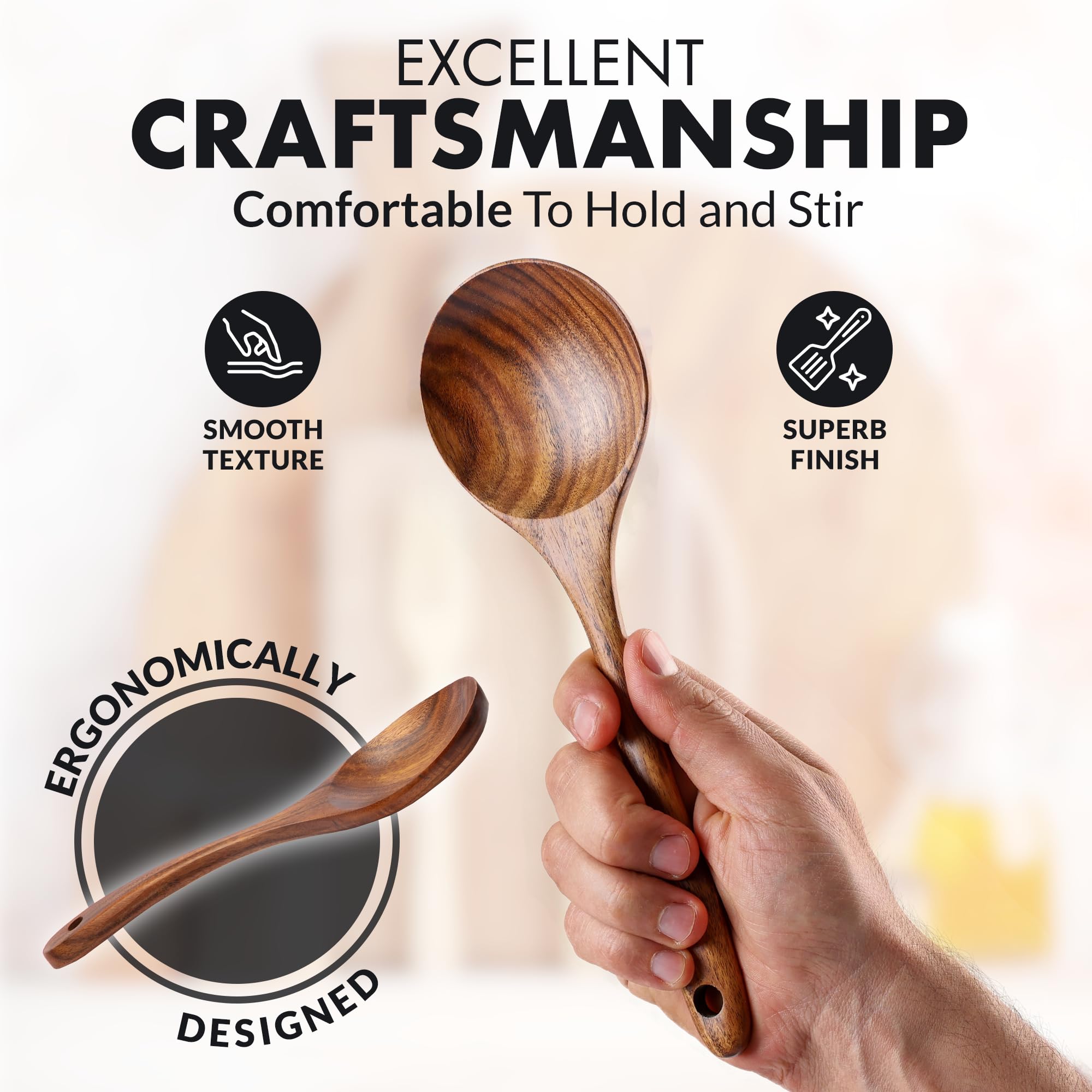 Zulay Kitchen serving spoon in crock showcases ergonomic grip and stylish storage