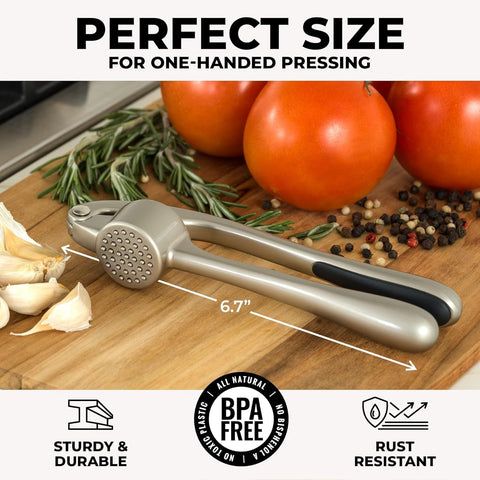 Zulay Kitchen silicone garlic peeler and brush for easy cleanup.