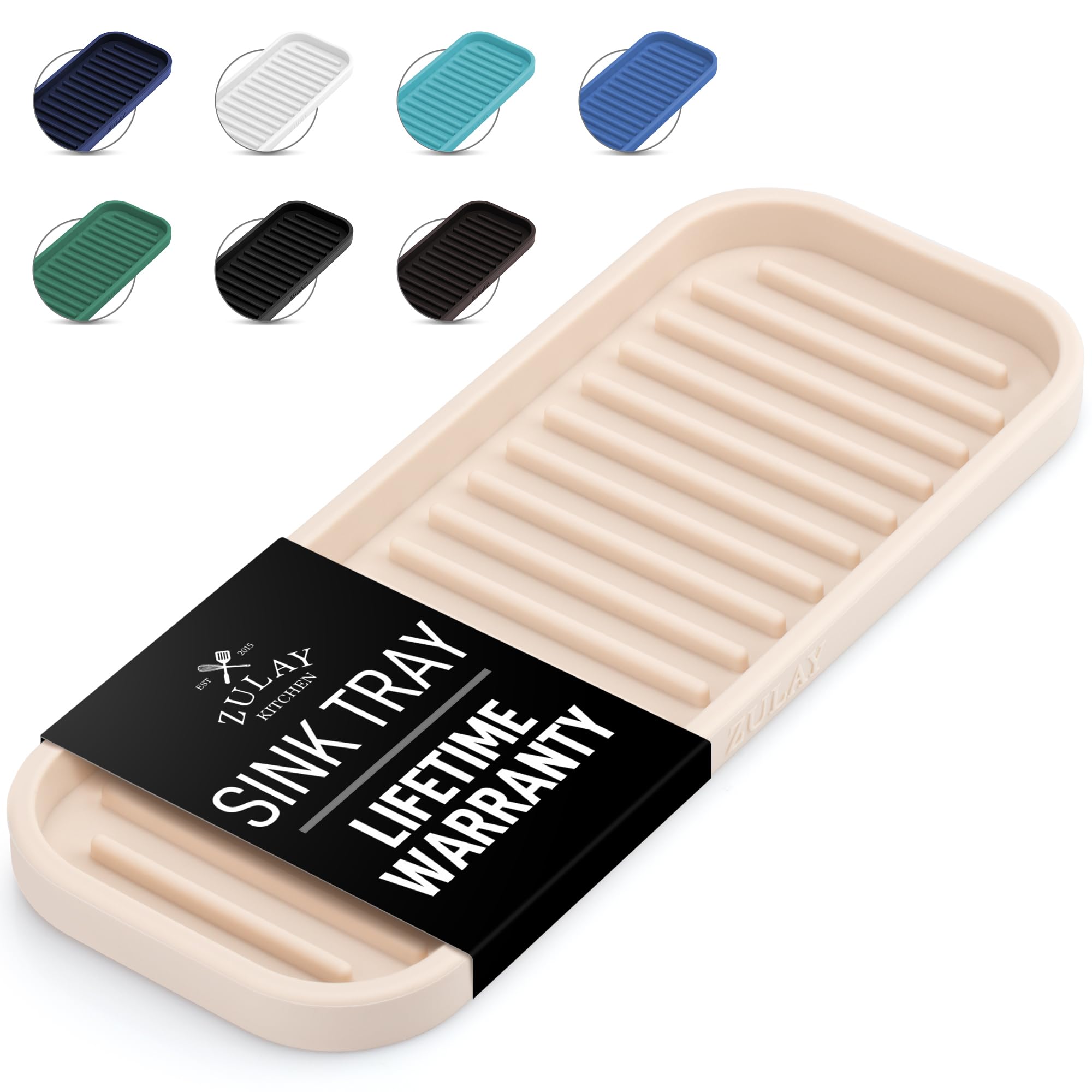 Zulay Kitchen silicone sponge holder for sink with anti-slip design keeps sponges dry.