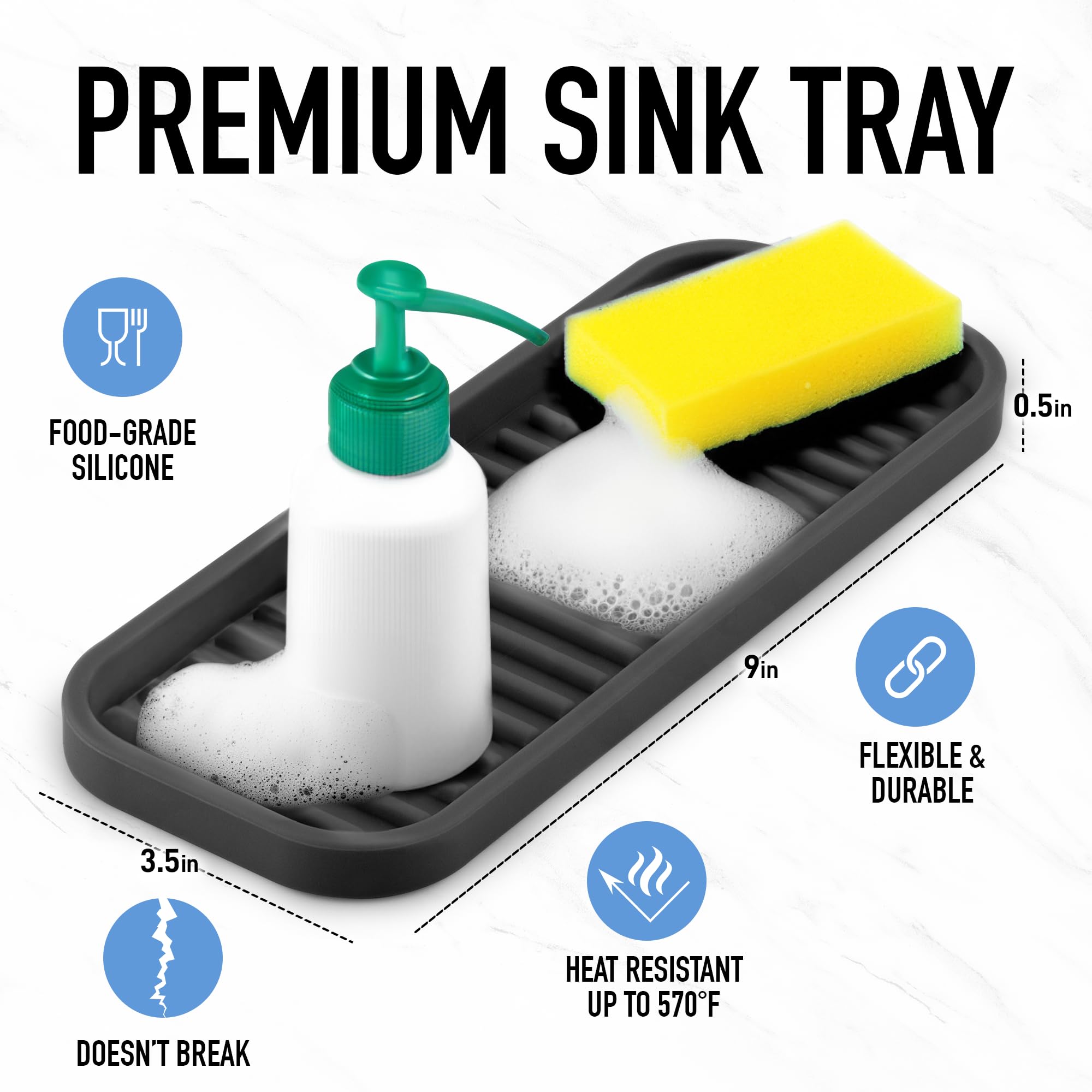 Zulay Kitchen silicone holder fits in the sink area for a tidy counter