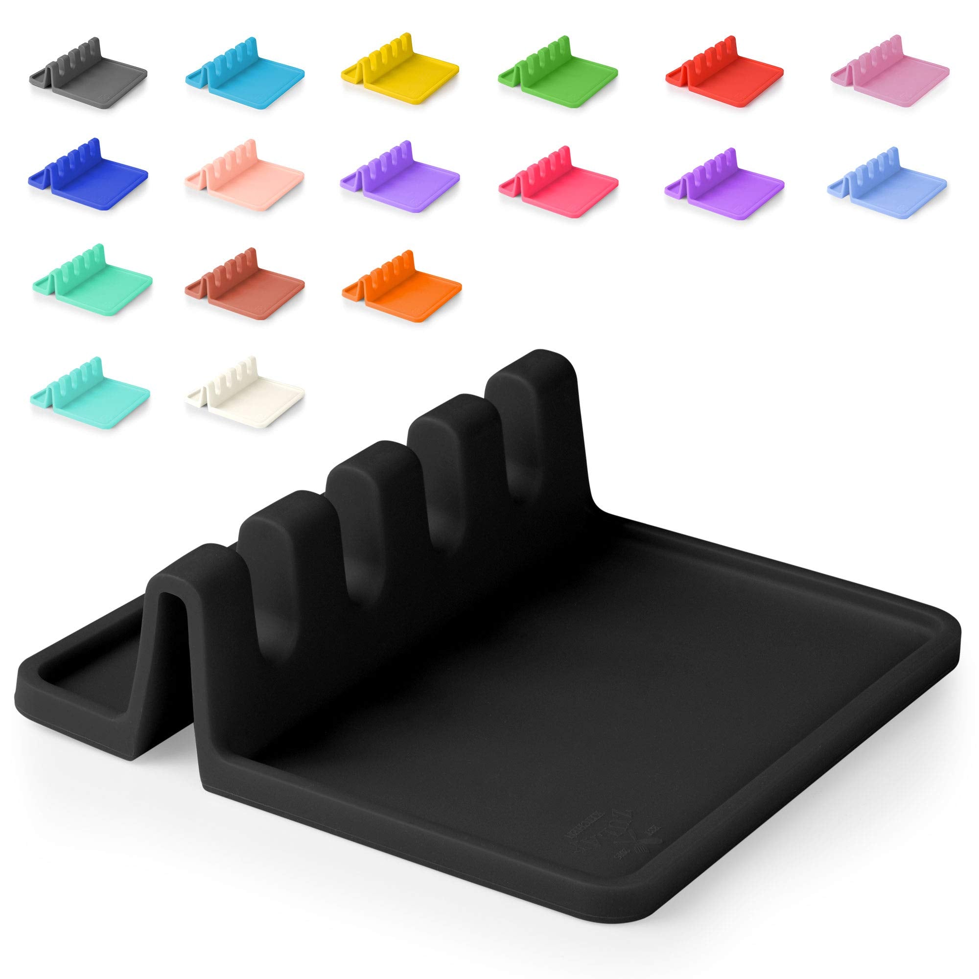 Zulay Kitchen silicone utensil rest with drip pad on stove for mess-free cooking