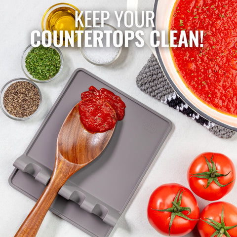 Zulay silicone utensil rest with four slots keeps spoons and spatulas organized