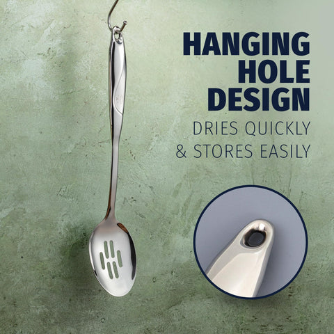 Zulay Kitchen slotted spoon wide slots for quick drainage while serving