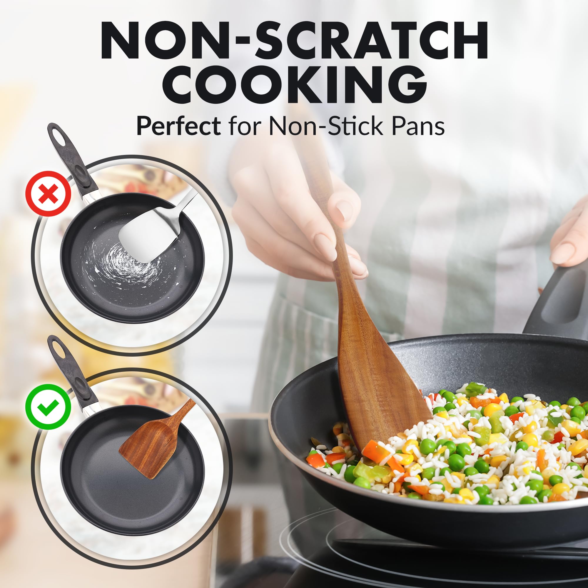 Zulay Kitchen spatula and turner with non-scratch design for nonstick pans.