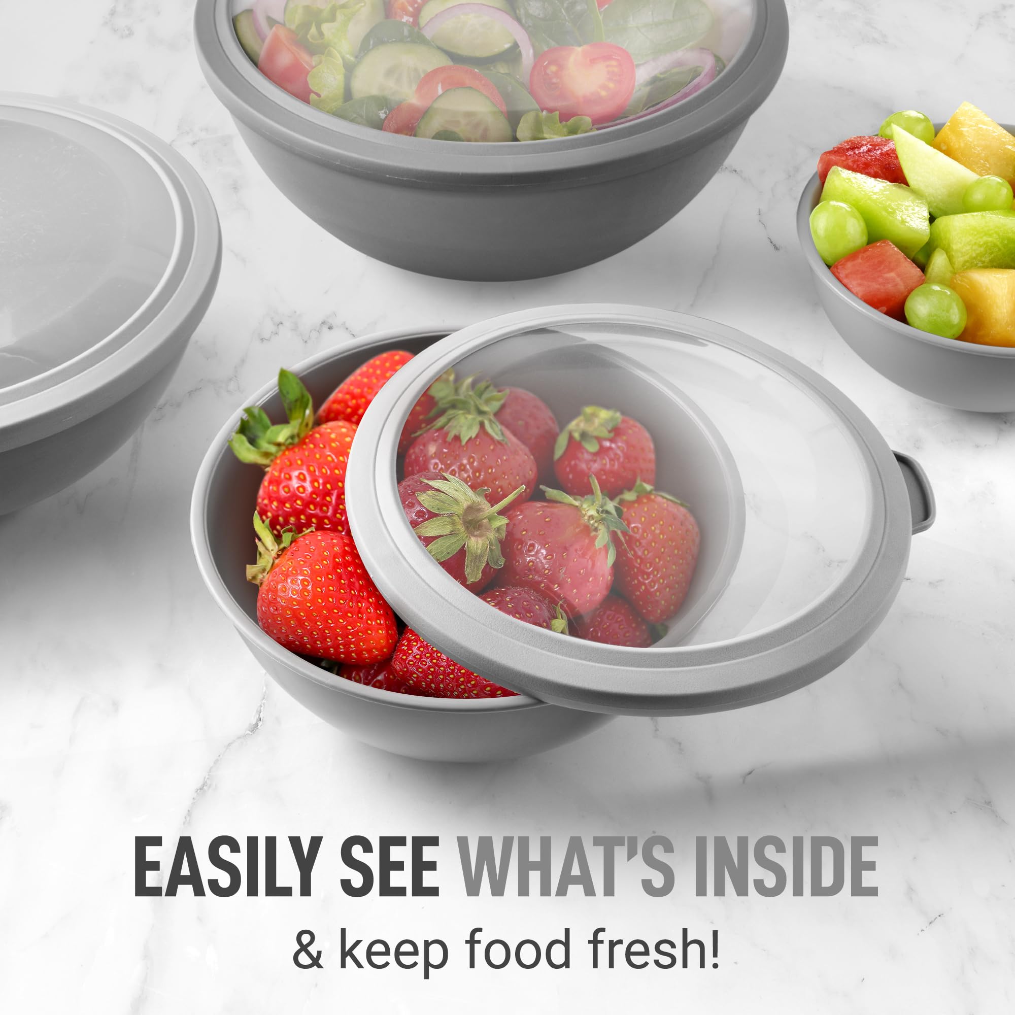 Zulay Kitchen stackable nesting bowls save space in cabinets.