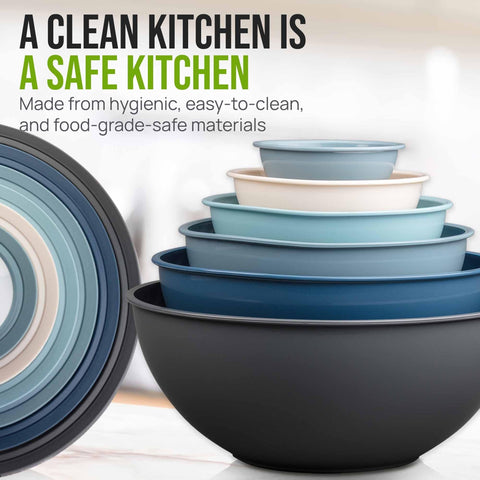 Zulay Kitchen stackable nesting design saves kitchen storage space.