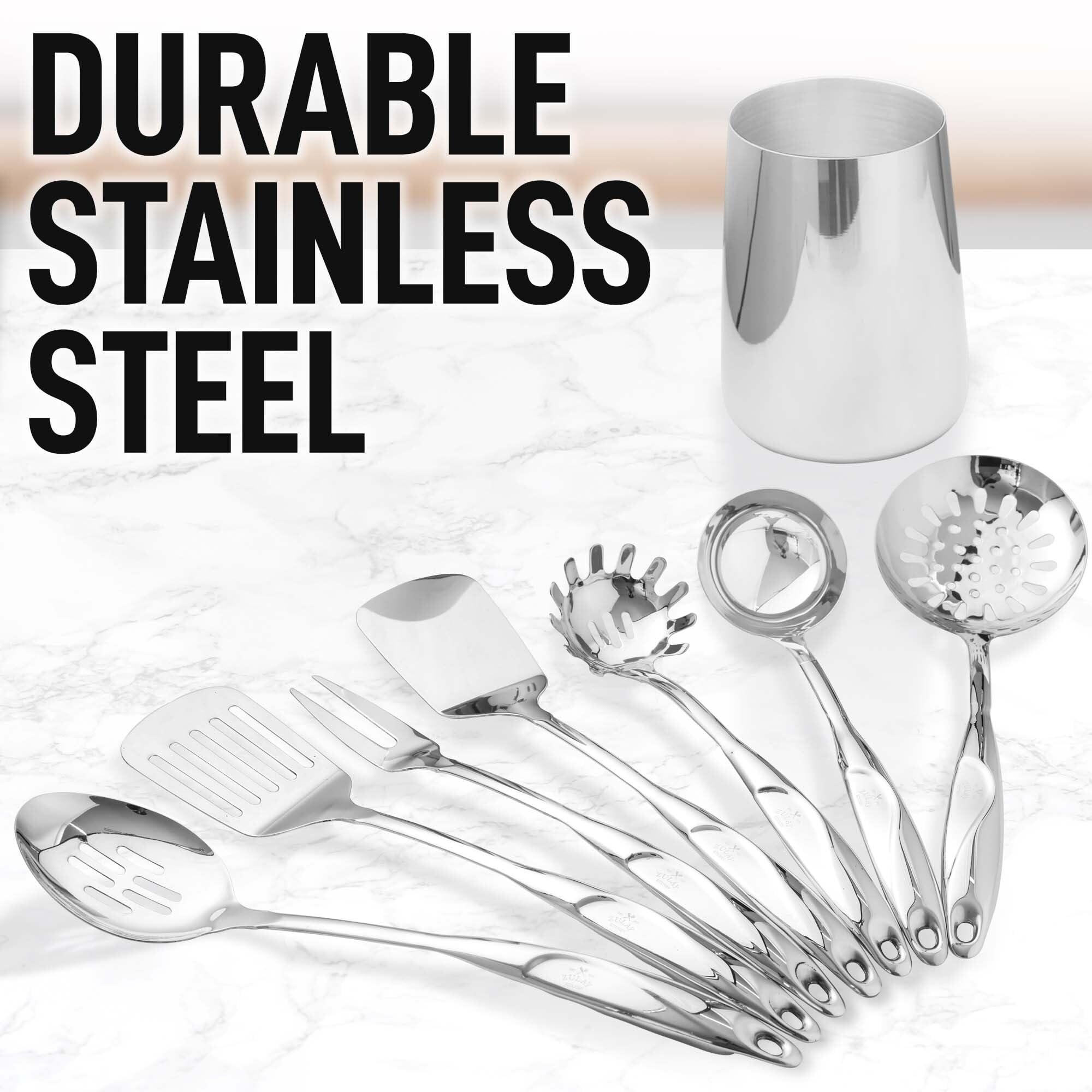 Zulay Kitchen spaghetti server shown for firm pasta handling and quick serving