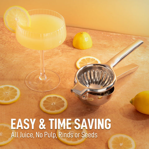 Zulay Kitchen stainless-steel citrus juicer seed-free juice with clean extraction.