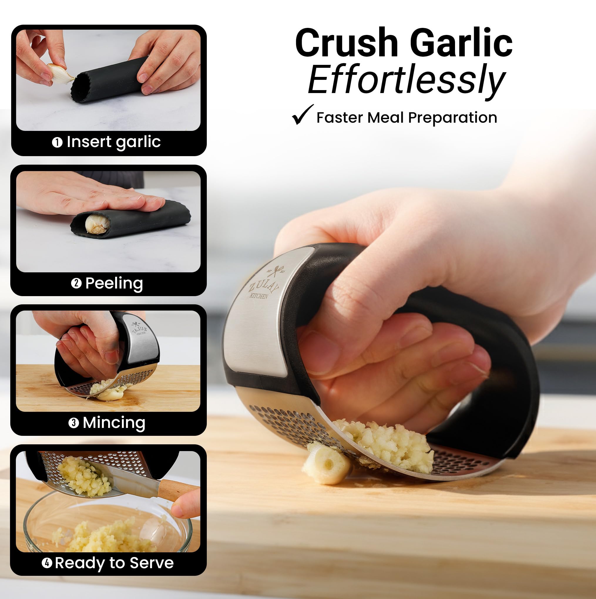 Zulay Kitchen rocker cleans quickly and is dishwasher safe for easy maintenance.
