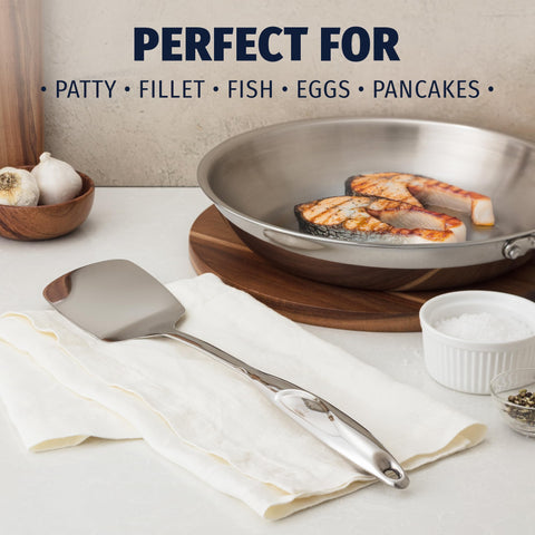 Zulay Kitchen solid turner turning eggs with precision and control