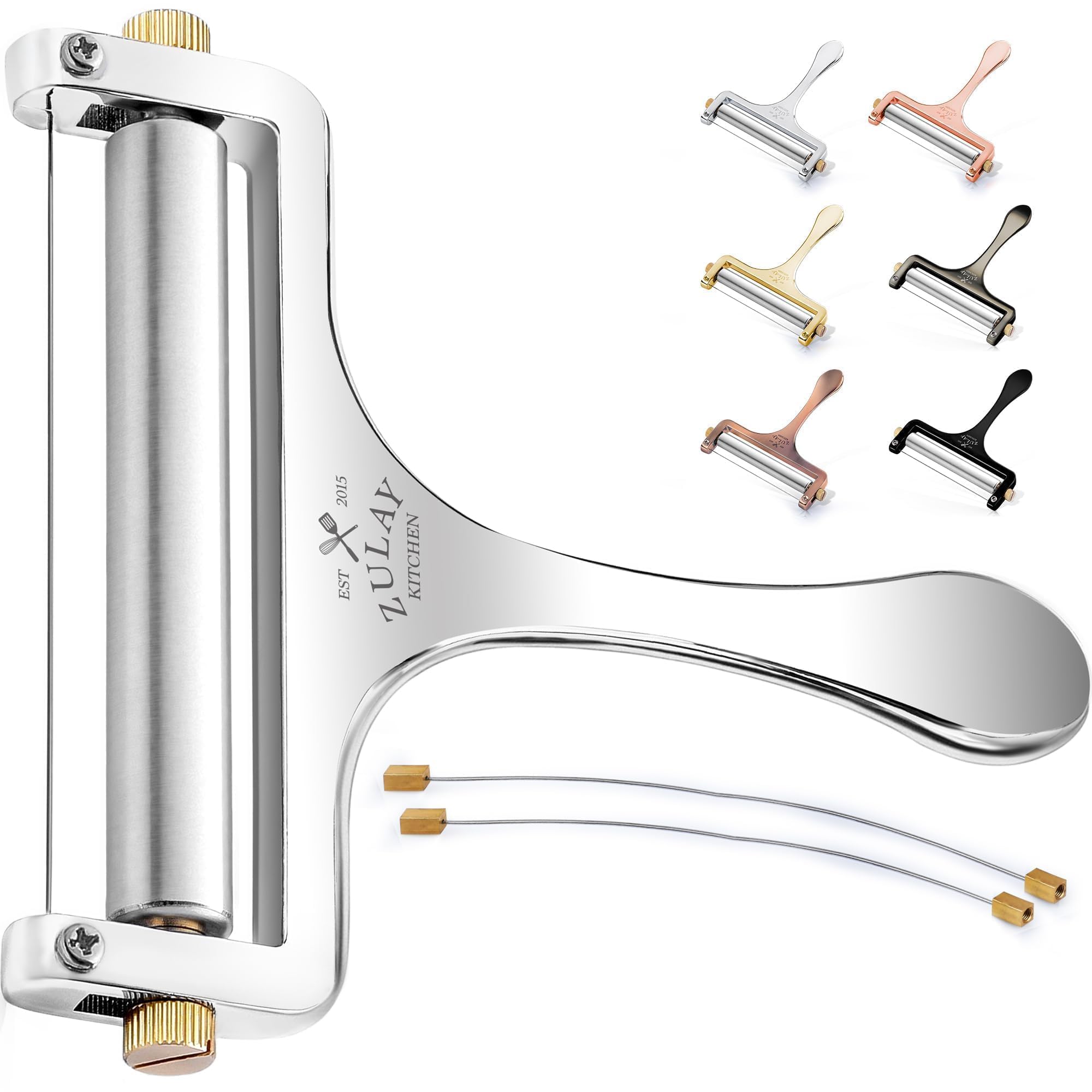 Zulay Kitchen stainless steel wire cheese slicer roller for smooth, even slices